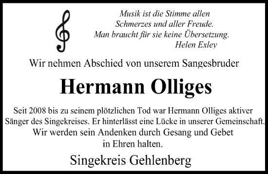 Anzeige von Hermann Olliges von OM-Medien