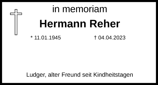 Anzeige von Hermann Reher von OM-Medien