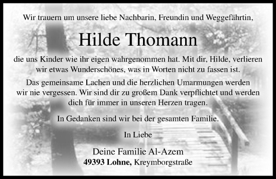 Anzeige von Hilde Thomann von OM-Medien