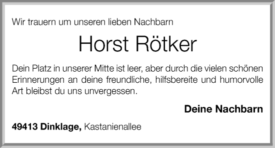 Anzeige von Horst Rötker von OM-Medien