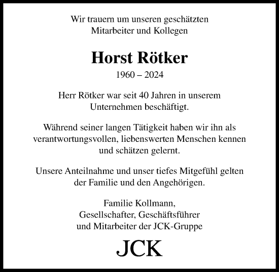 Anzeige von Horst Rötker von OM-Medien