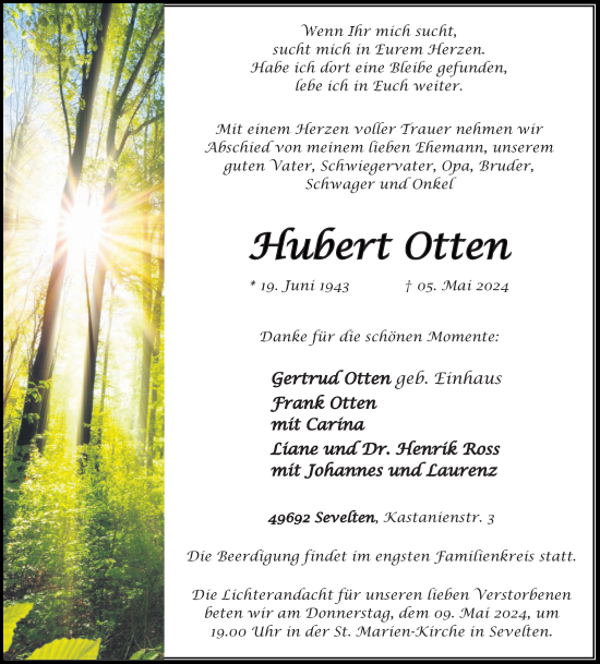 Anzeige von Hubert Otten von OM-Medien