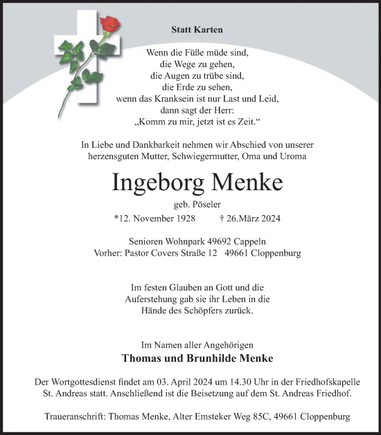 Anzeige von Ingeborg Menke von OM-Medien