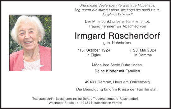 Anzeige von Irmgard Rüschendorf von OM-Medien