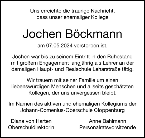 Anzeige von Jochen Böckmann von OM-Medien