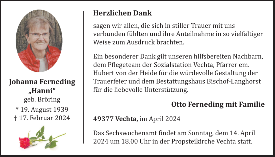 Anzeige von Johanna Ferneding von OM-Medien