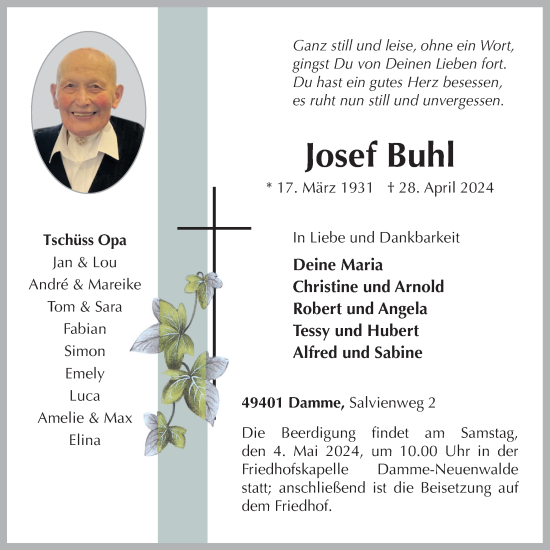 Anzeige von Josef Buhl von OM-Medien