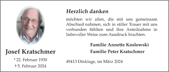 Anzeige von Josef Kratschmer von OM-Medien