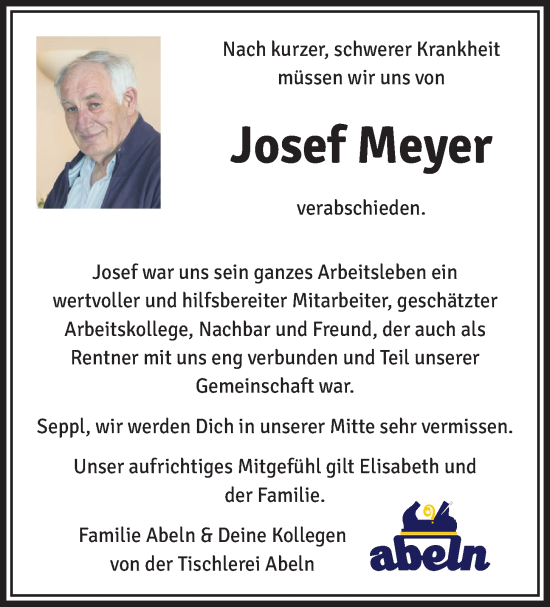 Anzeige von Josef Meyer von OM-Medien