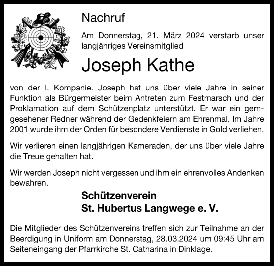 Anzeige von Joseph Kathe von OM-Medien