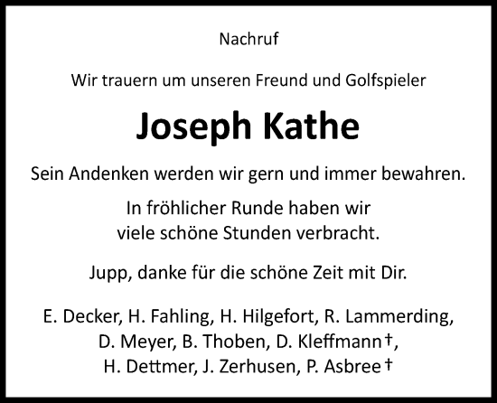 Anzeige von Joseph Kathe von OM-Medien