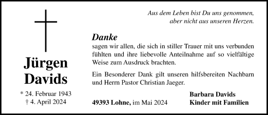 Anzeige von Jürgen Davids von OM-Medien