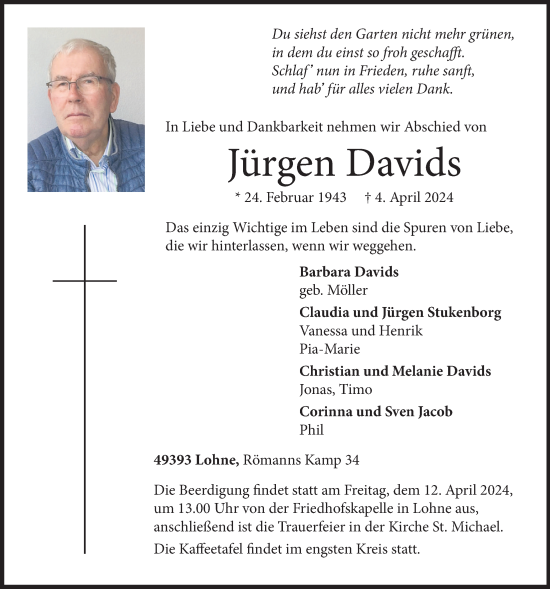 Anzeige von Jürgen Davids von OM-Medien