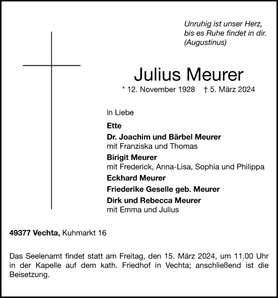 Anzeige von Julius Meurer von OM-Medien