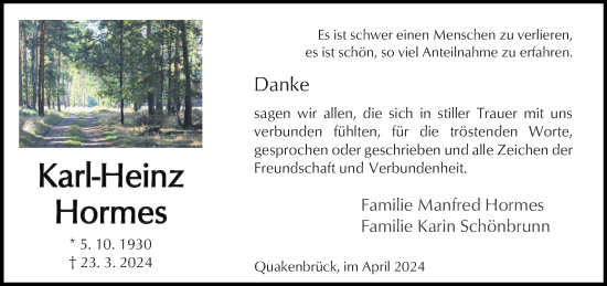 Anzeige von Karl-Heinz Hormes von OM-Medien