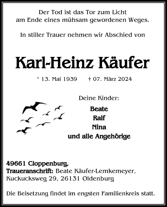 Anzeige von Karl-Heinz Käufer von OM-Medien