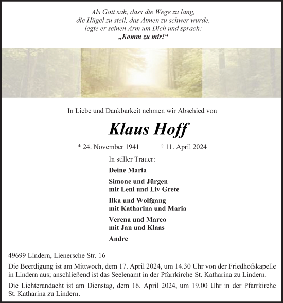 Anzeige von Klaus Hoff von OM-Medien