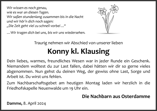 Anzeige von Konny kl. Klausing von OM-Medien