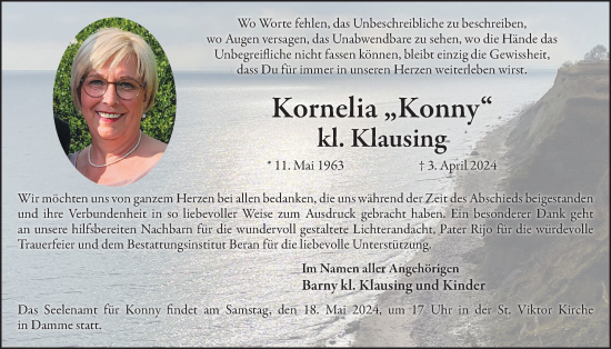Anzeige von Kornelia  kl. Klausing von OM-Medien