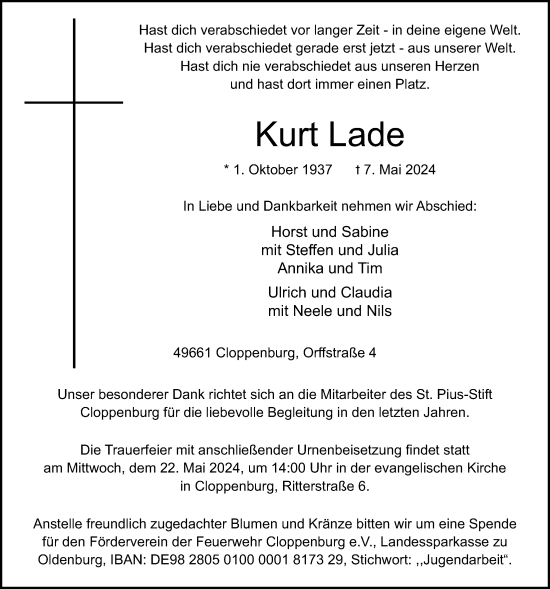 Anzeige von Kurt Lade von OM-Medien