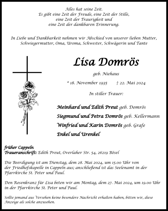 Anzeige von Lisa Domrös von OM-Medien