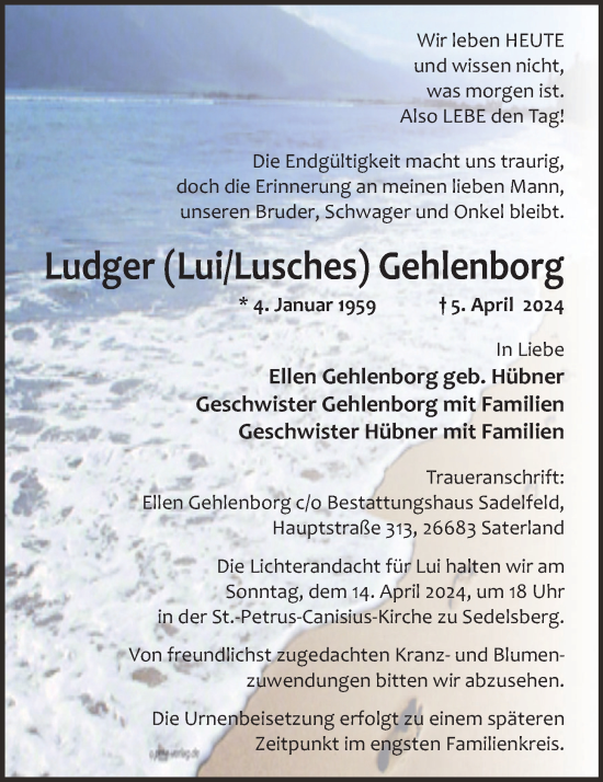 Anzeige von Ludger Gehlenborg von OM-Medien