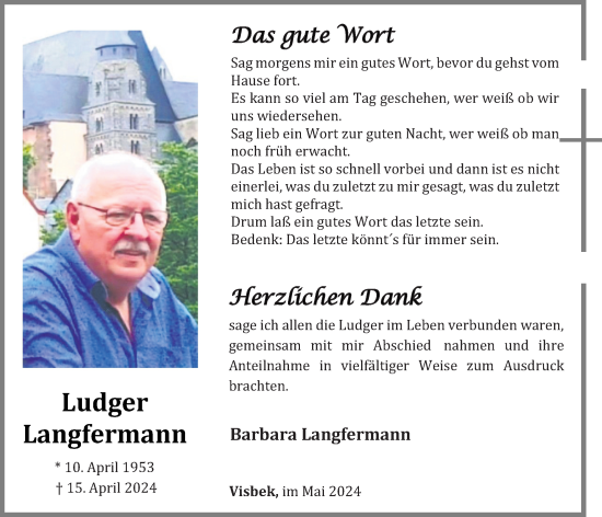 Anzeige von Ludger Langfermann von OM-Medien