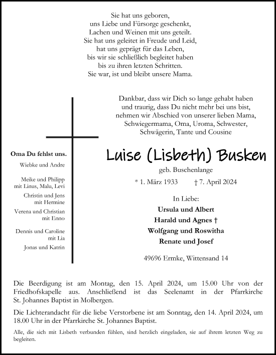 Anzeige von Luise Busken von OM-Medien