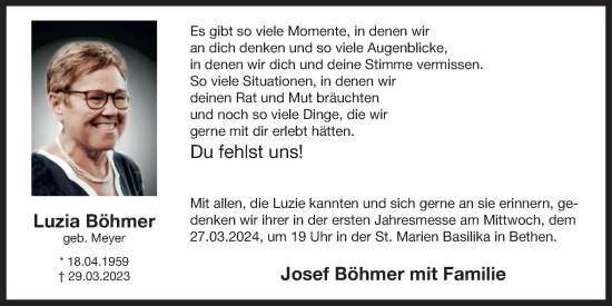 Anzeige von Luzia Böhmer von OM-Medien