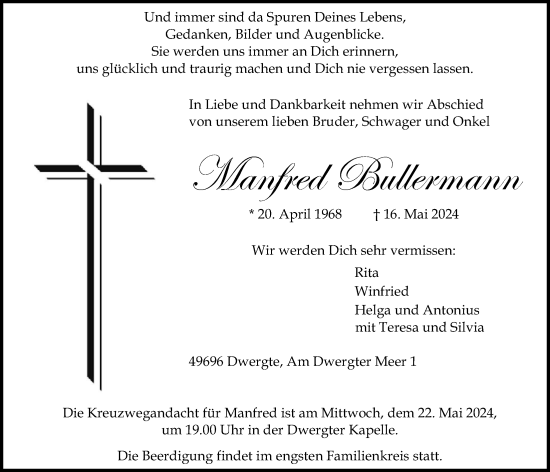 Anzeige von Manfred Bullermann von OM-Medien