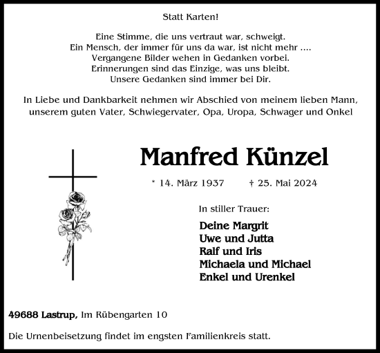 Anzeige von Manfred Künzel von OM-Medien