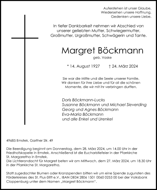 Anzeige von Margret Böckmann von OM-Medien