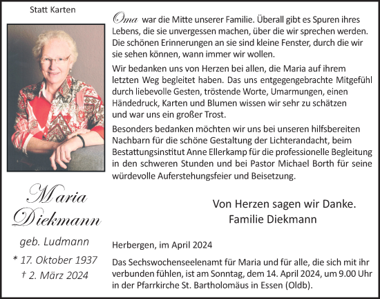 Anzeige von Maria Diekmann von OM-Medien