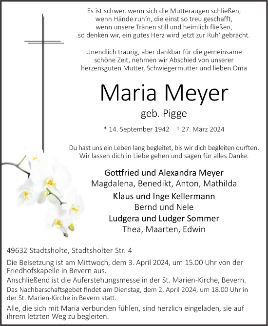 Anzeige von Maria Meyer von OM-Medien