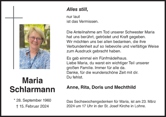Anzeige von Maria Schlarmann von OM-Medien