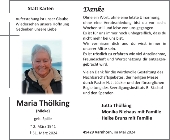 Anzeige von Maria Thölking von OM-Medien