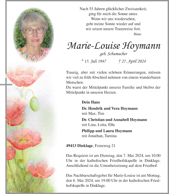 Anzeige von Marie-Louise Hoymann von OM-Medien