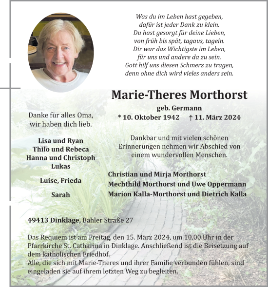 Anzeige von Marie-Theres Morthorst von OM-Medien