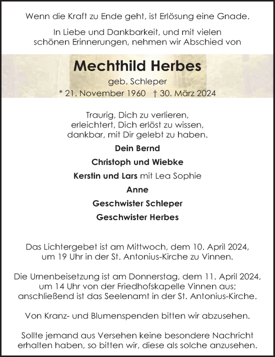 Anzeige von Mechthild Herbes von OM-Medien