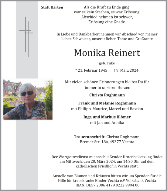 Anzeige von Monika Reinert von OM-Medien