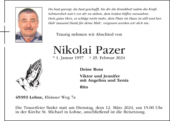 Anzeige von Nikolai Pazer von OM-Medien