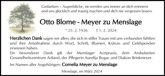 Anzeige von Otto Blome von OM-Medien
