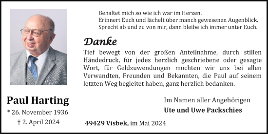 Anzeige von Paul Harting von OM-Medien