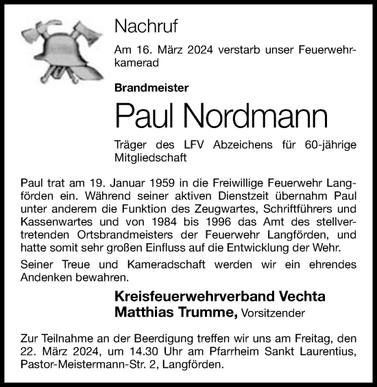 Anzeige von Paul Nordmann von OM-Medien