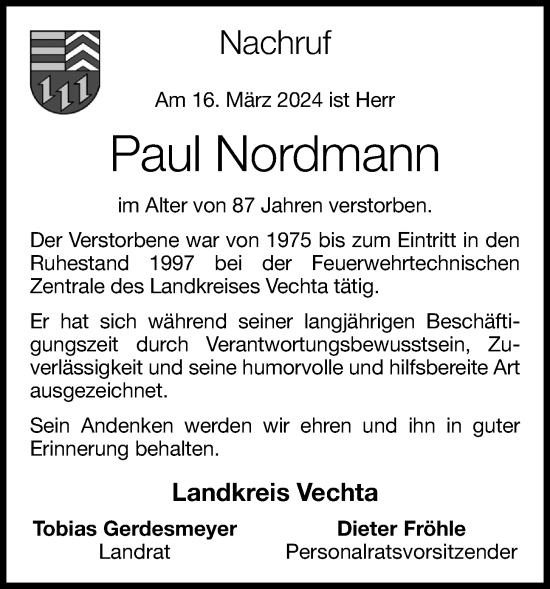Anzeige von Paul Nordmann von OM-Medien