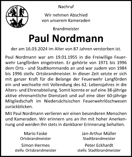 Anzeige von Paul Nordmann von OM-Medien