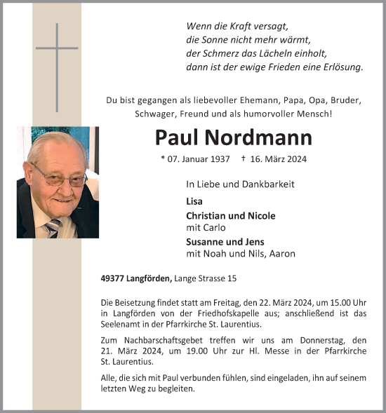 Anzeige von Paul Nordmann von OM-Medien
