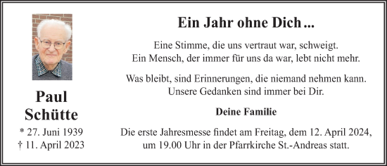 Anzeige von Paul Schütte von OM-Medien