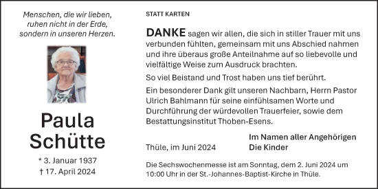 Anzeige von Paula Schütte von OM-Medien