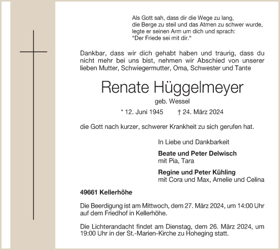 Anzeige von Renate Hüggelmeyer von OM-Medien